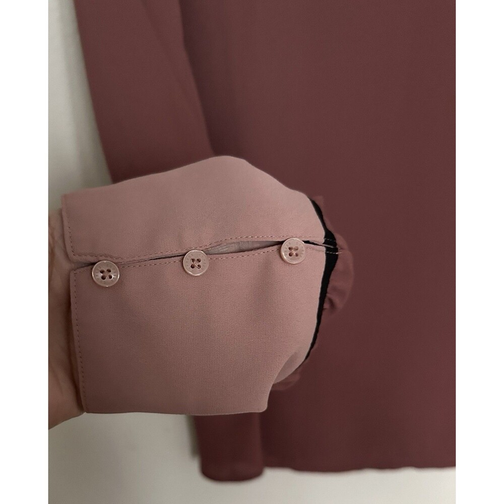 Express Women's Color-Block V-Neck Blouse - Size M - Mauve Taupe- Long Sleeve - Picture 6 of 16